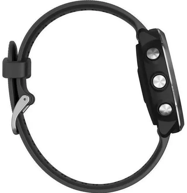 Alt view image 5 of 5 - Garmin  Forerunner 645 GPS Smartwatch - 30.4mm - Silver - Stainless Steel - Black - Silicone Band - Silicone - Acceptable (Grade C)