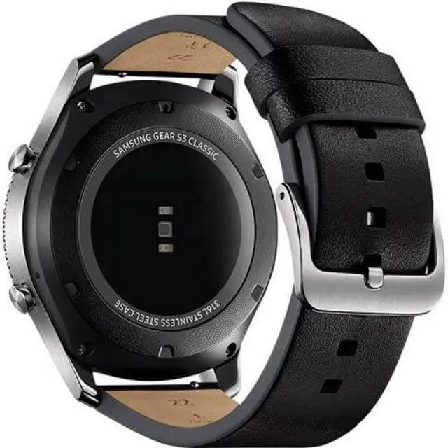 Alt view image 5 of 5 - Samsung  Gear S3 Smartwatch - 4GB - Silver-Classic (Stainless Steel)-Leather Band-Black - Bluetooth - 46mm - Silver - Classic (Stainless Steel) - Black - Leather Band - Leather - Excellent (Grade A)