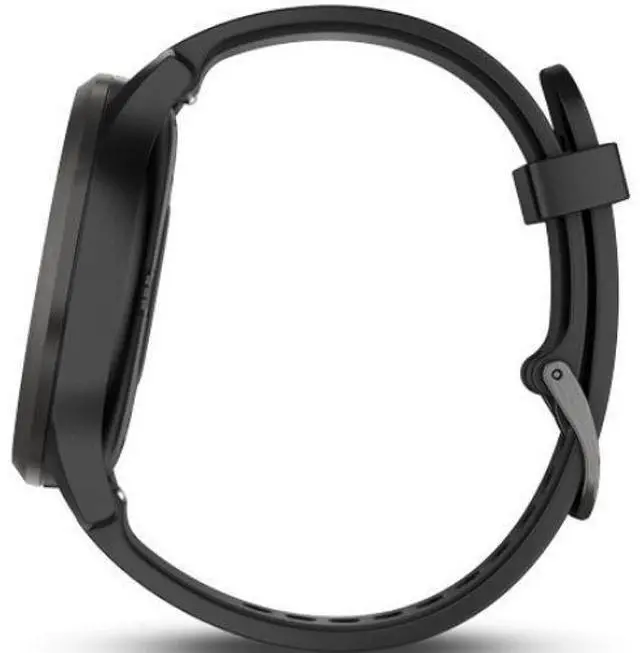 Alt view image 4 of 5 - Garmin  Vivomove HR Smartwatch - 43mm - Slate/Black - Sport Edition (Fiber-reinforced Polymer) - Black - Silicone Band - Large Size - Silicone - Acceptable (Grade C)