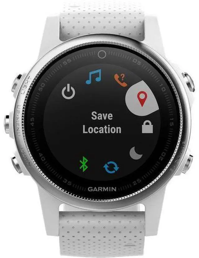 Main image of Garmin  Fenix 5S GPS Smartwatch - 37MB - 42mm - White - Sapphire Edition (Polymer) - Carrara White - Silicone Band - Silicone - Excellent (Grade A)