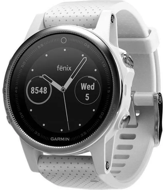 Alt view image 2 of 6 - Garmin  Fenix 5S GPS Smartwatch - 37MB - 42mm - White - Sapphire Edition (Polymer) - Carrara White - Silicone Band - Silicone - Excellent (Grade A)