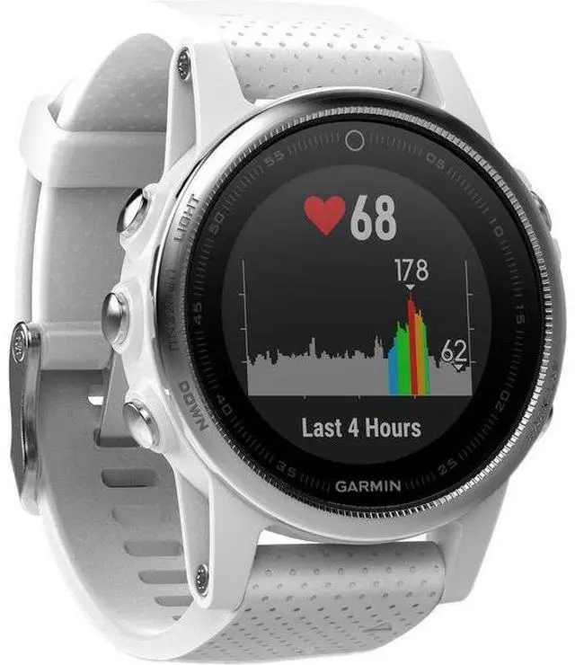 Alt view image 3 of 6 - Garmin  Fenix 5S GPS Smartwatch - 37MB - 42mm - White - Sapphire Edition (Polymer) - Carrara White - Silicone Band - Silicone - Excellent (Grade A)