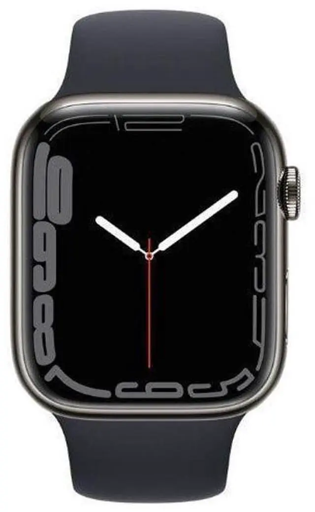 Main image of Apple  Watch Series 7 - 32GB - Graphite-Stainless Steel-Sport Band-Midnight - Cellular + GPS - 41mm - Graphite - Stainless Steel - Midnight - Sport Band - Rubber - Good (Grade B)