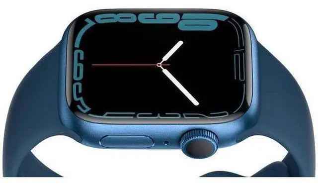 Alt view image 5 of 5 - Apple  Watch Series 7 - 32GB - GPS - 45mm - Blue - Aluminum - Abyss Blue - Sport Band - Rubber - Premium
