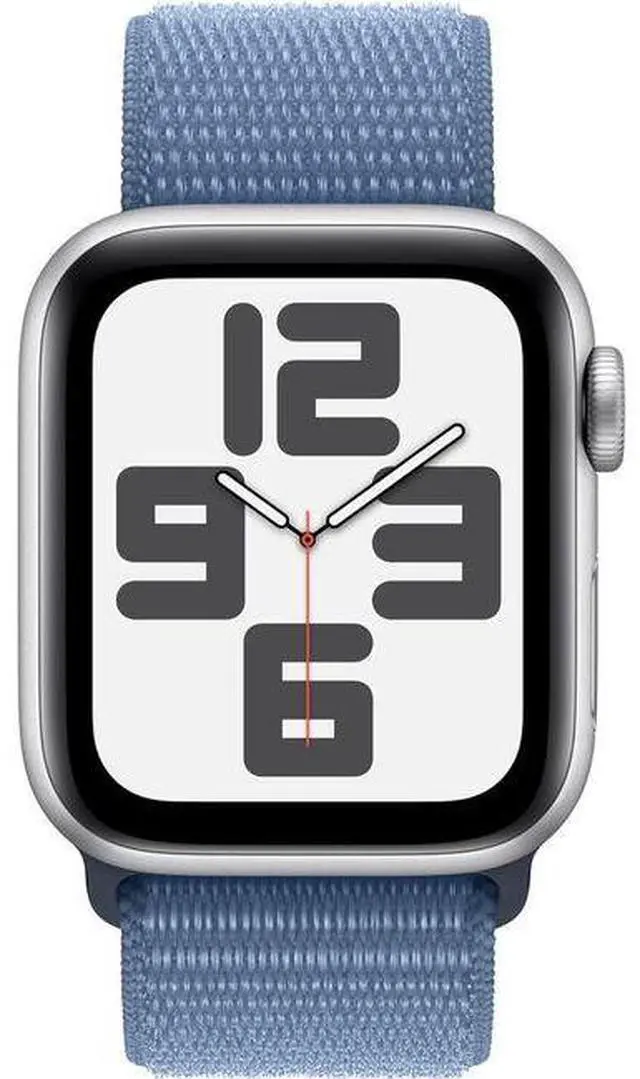 Alt view image 2 of 2 - Apple  Watch SE 2nd Gen (2022) - 32GB - Cellular + GPS - 40mm - Silver - Aluminum - Winter Blue - Sport Loop Band - Small/Medium Size - Textile - Excellent (Grade A)