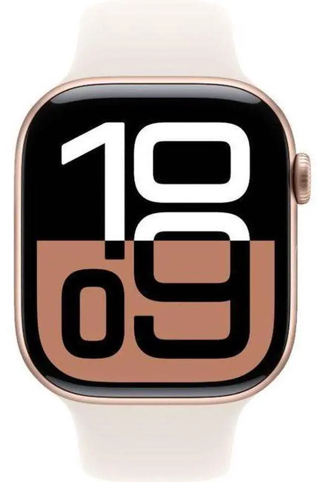 Main image of Apple  Watch Series 10 - 64GB - GPS - 46mm - Rose Gold - Aluminum - Starlight - Sport Band - S/M Size - Rubber - Excellent (Grade A)