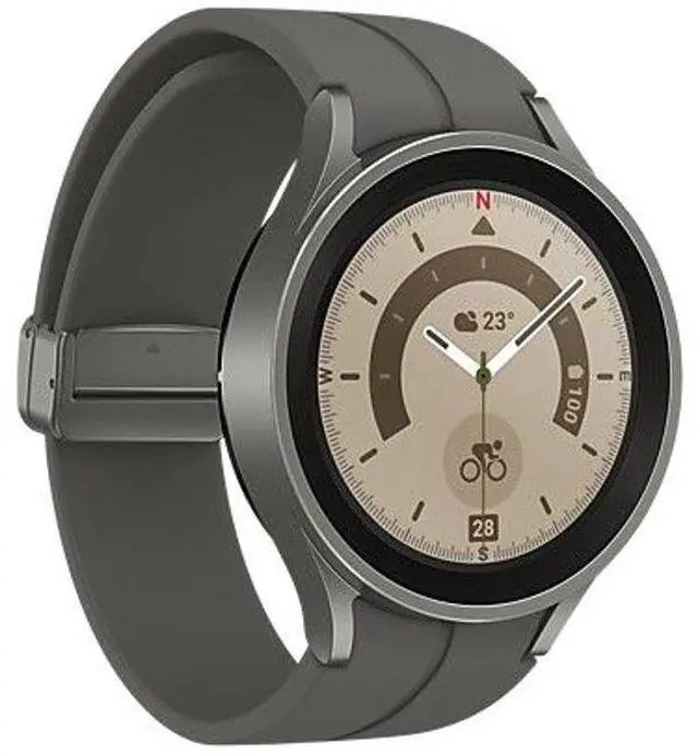 Alt view image 2 of 5 - Samsung  Galaxy Watch5 Pro - 16GB - Bluetooth + LTE - 45mm - Gray Titanium - Titanium - Gray Titanium - Silicone - Acceptable (Grade C)