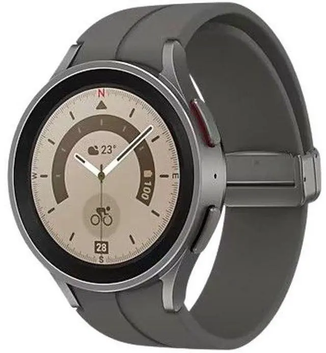 Alt view image 3 of 5 - Samsung  Galaxy Watch5 Pro - 16GB - Bluetooth + LTE - 45mm - Gray Titanium - Titanium - Gray Titanium - Silicone - Acceptable (Grade C)