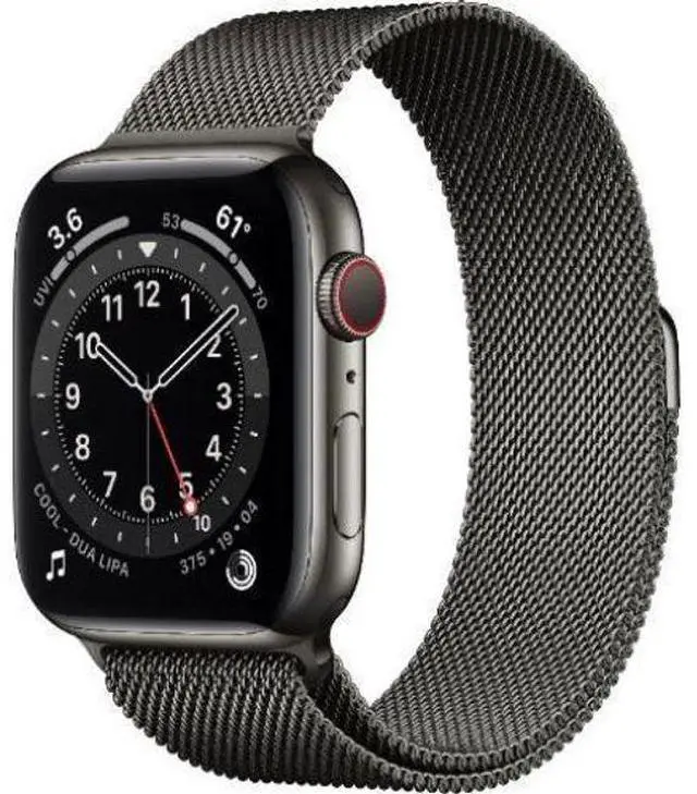 Main image of Apple  Watch Series 6 - 32GB - Graphite-Stainless Steel-Milanese Loop Band-Graphite - Cellular + GPS - 44mm - Stainless Steel - Acceptable (Grade C)