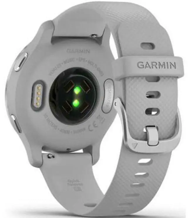 Alt view image 4 of 4 - Garmin  Venu 2S Smartwatch - Silver-Fiber-reinforced Polymer-Silicone Strap-Mist Gray - 27.9mm - Silver - Fiber-reinforced Polymer - Mist Gray - Silicone Strap - Acceptable (Grade C)