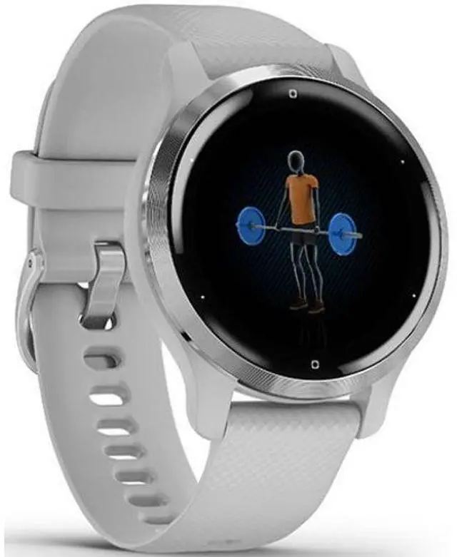 Alt view image 3 of 4 - Garmin  Venu 2S Smartwatch - Silver-Fiber-reinforced Polymer-Silicone Strap-Mist Gray - 27.9mm - Silver - Fiber-reinforced Polymer - Mist Gray - Silicone Strap - Acceptable (Grade C)