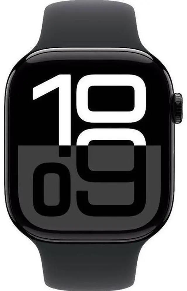 Main image of Apple  Watch Series 10 - 64GB - Cellular + GPS - 46mm - Jet Black - Aluminum - Black - Sport Band - S/M Size - Rubber - Premium (Refreshed)