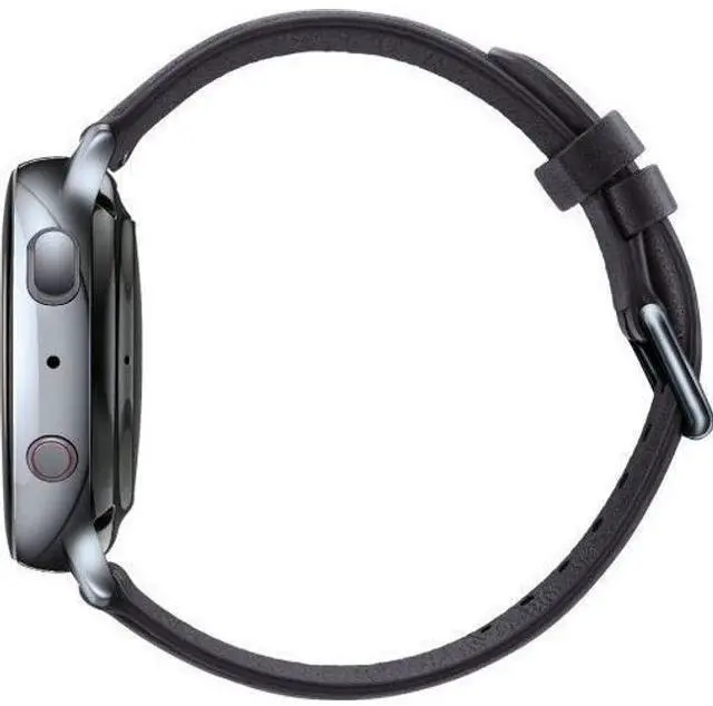 Alt view image 4 of 5 - Samsung  Galaxy Watch Active2 - 4GB - Bluetooth - 40mm - Silver - Stainless Steel - Black - Leather Strap - Fluoroelastomer - Excellent (Grade A)