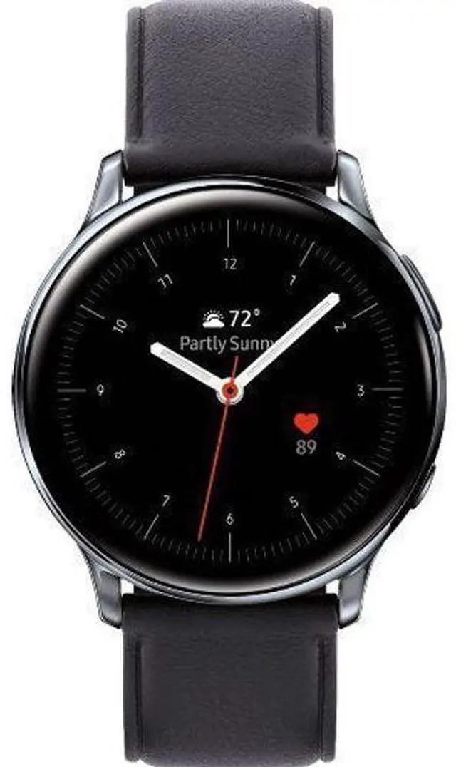 Main image of Samsung  Galaxy Watch Active2 - 4GB - Bluetooth - 40mm - Silver - Stainless Steel - Black - Leather Strap - Fluoroelastomer - Excellent (Grade A)