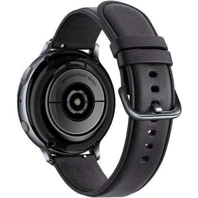 Alt view image 5 of 5 - Samsung  Galaxy Watch Active2 - 4GB - Bluetooth - 40mm - Silver - Stainless Steel - Black - Leather Strap - Fluoroelastomer - Excellent (Grade A)