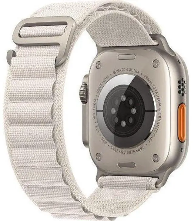 Alt view image 3 of 3 - Apple  Watch Ultra - 32GB - Cellular + GPS - 49mm - Titanium - Titanium - Starlight - Alpine Loop Band - Large Size - Rubber - Premium (Refreshed)