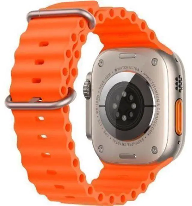 Alt view image 3 of 3 - Apple  Watch Ultra 2 - 64GB - Cellular + GPS - 49mm - Titanium - Titanium - Orange - Ocean Band - One Size - Textile - Excellent (Grade A)