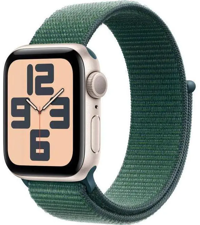 Main image of Apple  Watch SE 2nd Gen (2022) - 32GB - Cellular + GPS - 40mm - Starlight - Aluminum - Lake Green - Sport Loop Band - One Size - Rubber - Premium