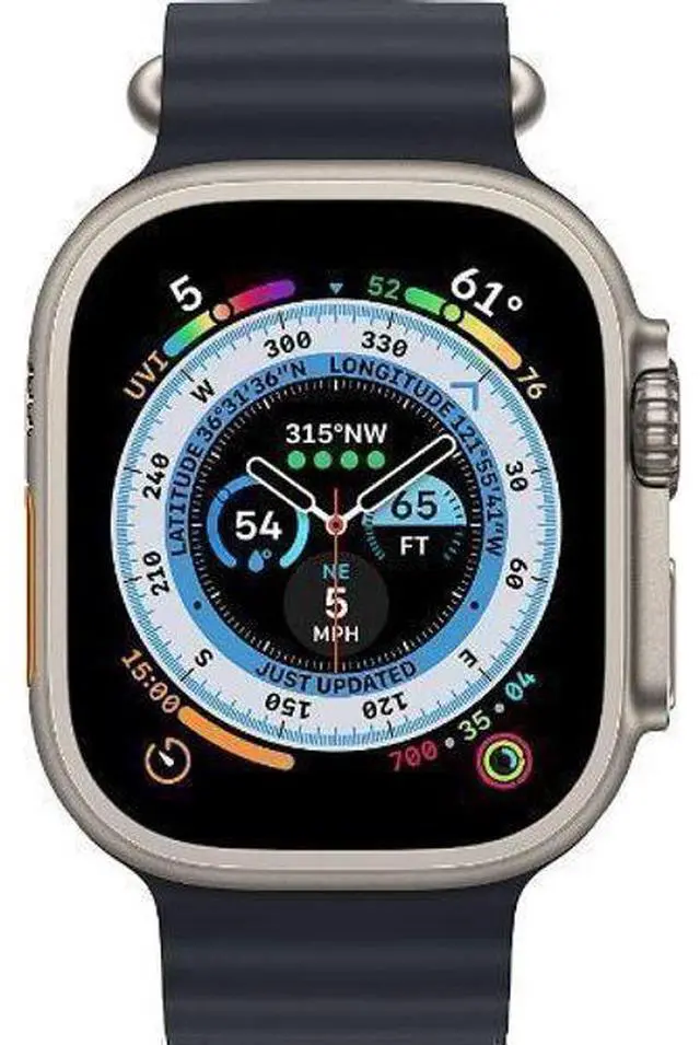 Main image of Apple  Watch Ultra - 32GB - Cellular + GPS - 49mm - Titanium - Titanium - Midnight - Ocean Band - Large Size - Rubber - Acceptable (Grade C)