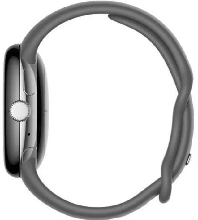 Alt view image 3 of 5 - Google  Pixel Watch 1 - 32GB - Polished Silver-Stainless Steel-Active Band-Charcoal - Bluetooth - 30.4mm - Polished Silver - Stainless Steel - Charcoal - Active Band - Fluoroelastomer - Excellent (Gra