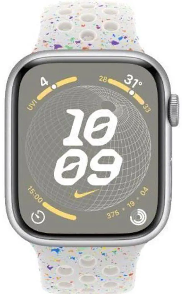 Main image of Apple  Watch Series 9 - 64GB - GPS - 41mm - Silver - Nike (Aluminum) - Pure Platinum - Nike Sport Band - Small/Medium Size - Rubber - Good (Grade B)
