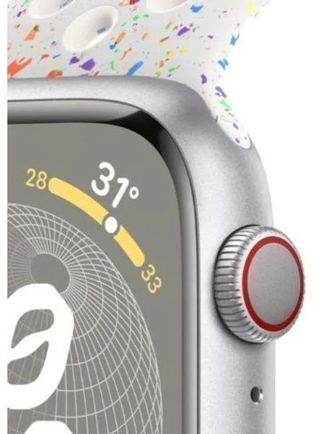 Alt view image 3 of 3 - Apple  Watch Series 9 - 64GB - GPS - 41mm - Silver - Nike (Aluminum) - Pure Platinum - Nike Sport Band - Small/Medium Size - Rubber - Good (Grade B)