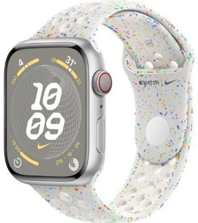 Alt view image 2 of 3 - Apple  Watch Series 9 - 64GB - GPS - 41mm - Silver - Nike (Aluminum) - Pure Platinum - Nike Sport Band - Small/Medium Size - Rubber - Good (Grade B)