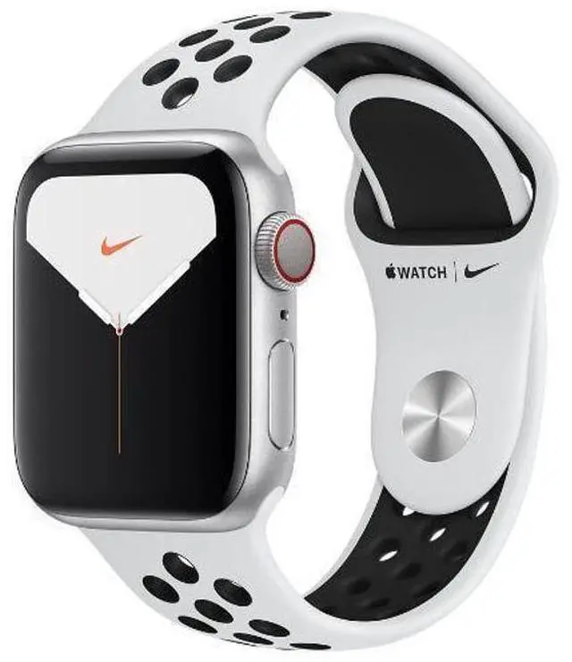 Alt view image 2 of 2 - Apple  Watch Series 5 - 32GB - Silver-Nike (Aluminum)-Nike Sport Band-Pure Platinum/Black - GPS - 44mm - Silver - Nike (Aluminum) - Pure Platinum/Black - Nike Sport Band - Rubber - Excellent (Grade A)