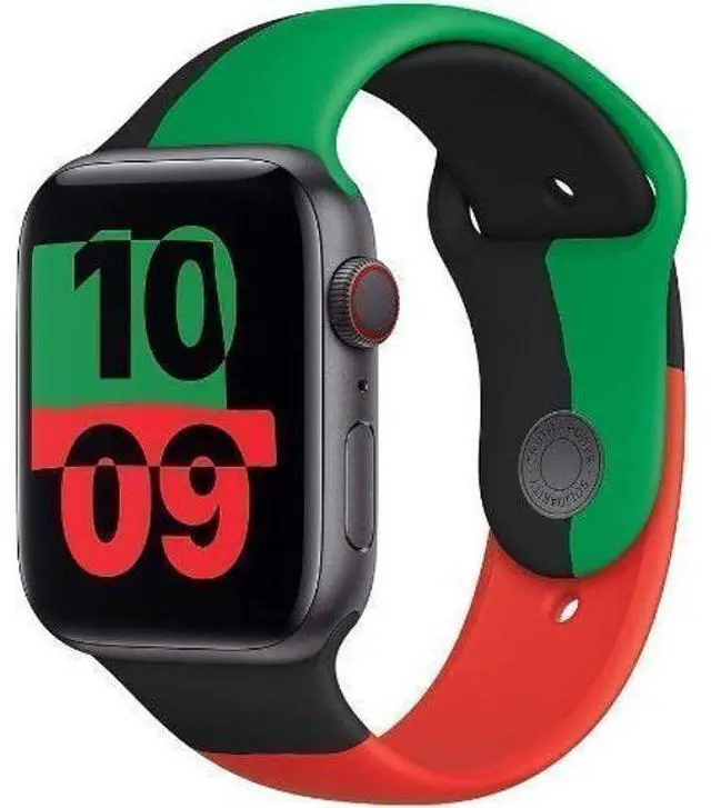 Alt view image 2 of 3 - Apple  Watch Series 6 - 32GB - Space Grey-Aluminum-Sport Band-Black Unity - GPS - 44mm - Space Grey - Aluminum - Black Unity - Sport Band - Rubber - Acceptable (Grade C)