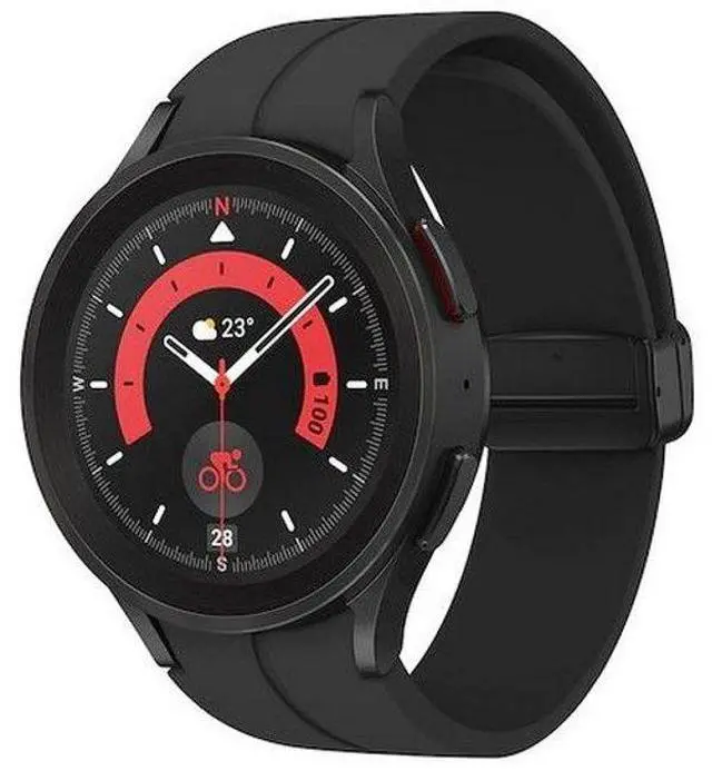 Alt view image 2 of 3 - Samsung Galaxy Watch5 Pro (DON'T USE) - 16GB - Black-Titanium-D-Buckle Sport Band-Black - Black - Titanium - Black - D-Buckle Sport Band - 45mm - Fluoroelastomer - Good (Grade B)