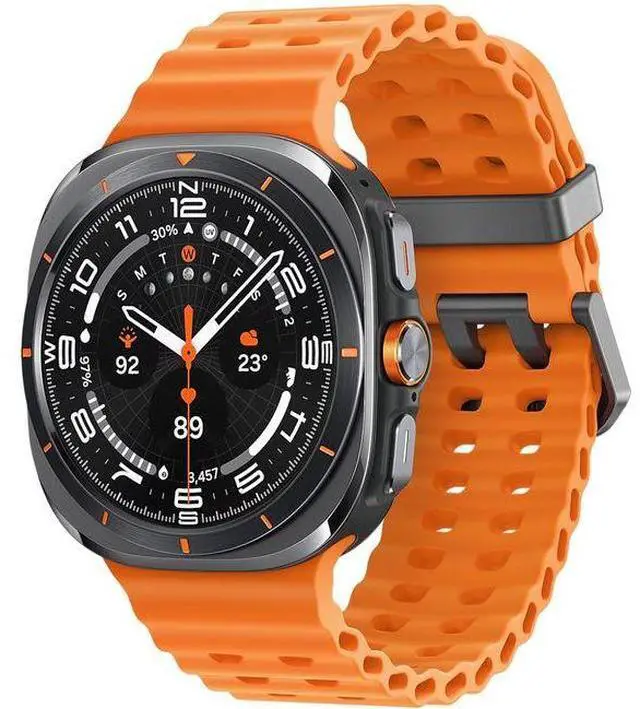 Alt view image 2 of 6 - Samsung Galaxy Watch Ultra - 32GB - Titanium Gray-Titanium-Marine Band-Orange - 47mm - Titanium Gray - Titanium - Orange - Marine Band - Fabric - Premium