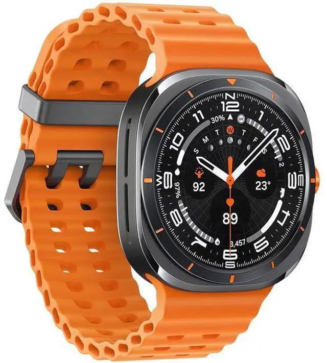 Alt view image 3 of 6 - Samsung Galaxy Watch Ultra - 32GB - Titanium Gray-Titanium-Marine Band-Orange - 47mm - Titanium Gray - Titanium - Orange - Marine Band - Fabric - Premium