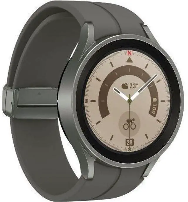 Alt view image 3 of 5 - Samsung  Galaxy Watch5 - 16GB - Gray-Pro (Titanium)-D-Buckle Band-Gray - Bluetooth - 45mm - Gray - Pro (Titanium) - Gray - D-Buckle Band - Fluoroelastomer - Good (Grade B)
