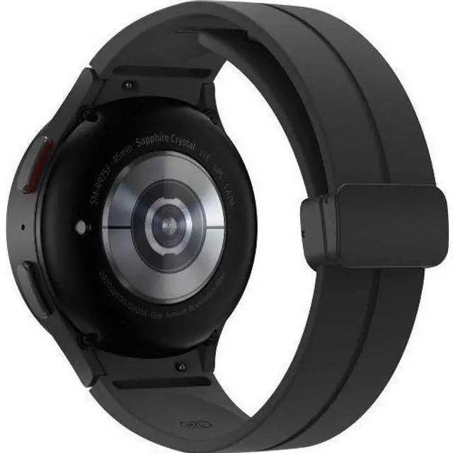 Alt view image 5 of 5 - Samsung  Galaxy Watch5 - 16GB - Black-Pro (Titanium)-D-Buckle Band-Black - Bluetooth + LTE - 45mm - Black - Pro (Titanium) - Black - D-Buckle Band - Fluoroelastomer - Acceptable (Grade C)