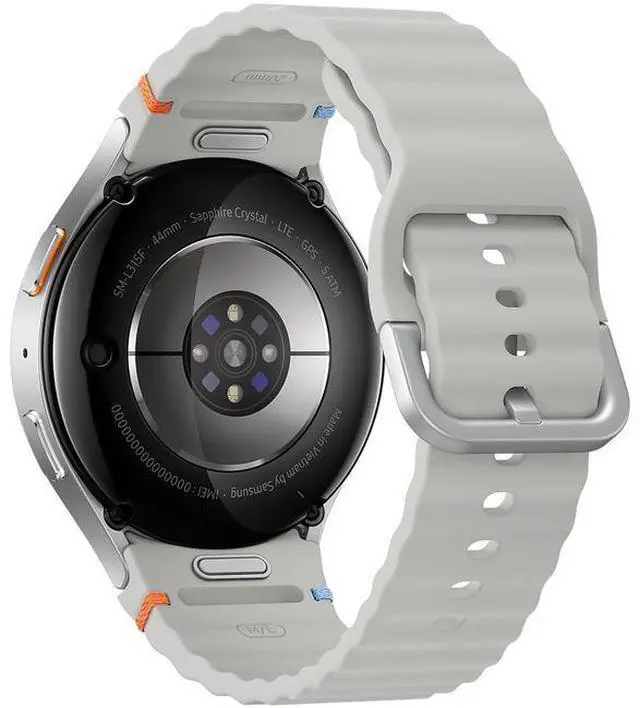 Alt view image 4 of 6 - Samsung Galaxy Watch7 - 32GB - Bluetooth - 44mm - Silver - Aluminum - Silver - Sport Band - Silicone - Premium