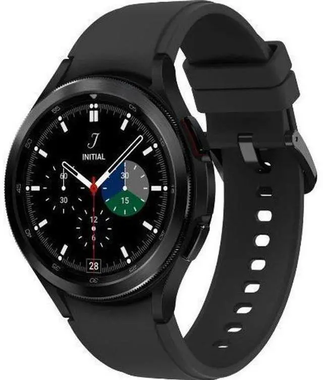 Alt view image 2 of 5 - Samsung Galaxy Watch4 - 16GB - Bluetooth + LTE - 42mm - Black - Classic (Stainless Steel) - Black - Sport Band - Fluoroelastomer - Good (Grade B)