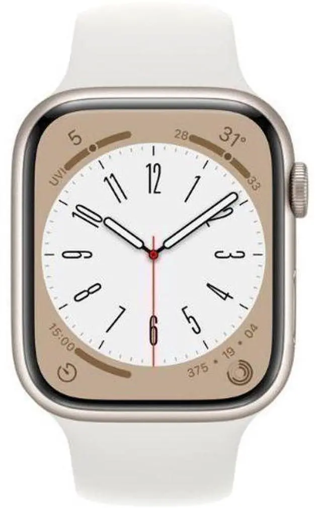 Apple Watch Series 8 - 32GB - Cellular + GPS - 41mm - Starlight - Aluminum - White - Sport Band - Rubber - Excellent (Grade A)