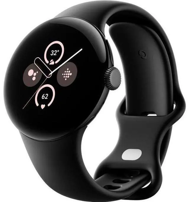 Alt view image 2 of 5 - Google  Pixel Watch 2 - 32GB - Bluetooth + LTE - 1.2 inch - Matte Black - Aluminum - Obsidian - Active Band - Fluoroelastomer - Premium