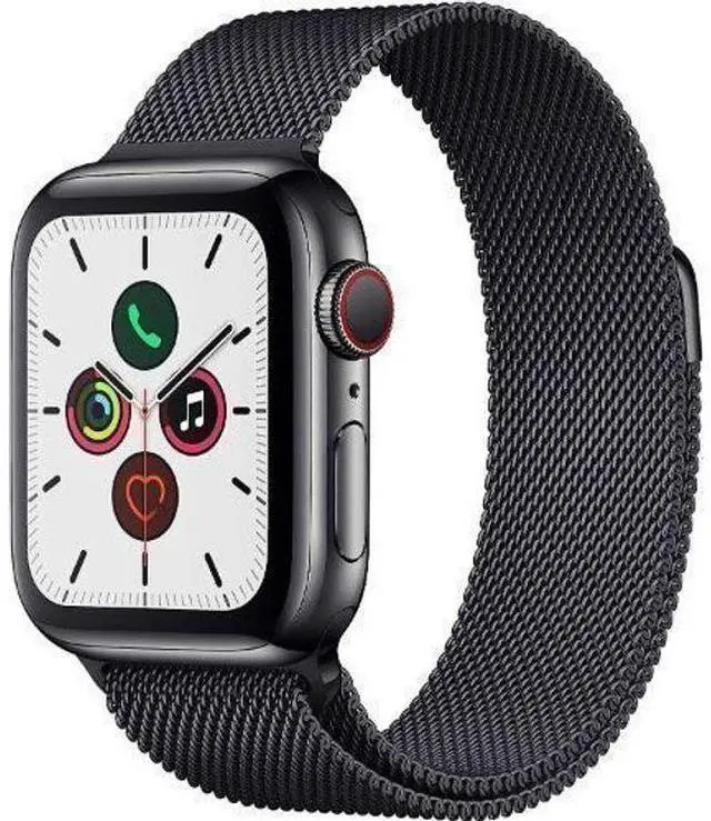 Alt view image 2 of 2 - Apple  Watch Series 5 - 32GB - Space Grey-Stainless Steel-Milanese Loop Band-Space Black - Cellular + GPS - 44mm - Space Grey - Stainless Steel - Space Black - Milanese Loop Band - Stainless Steel - G