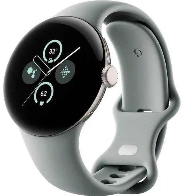 Alt view image 2 of 5 - Google  Pixel Watch 2 - 32GB - Champagne Gold-Aluminum-Active Band-Hazel - Bluetooth + LTE - 1.2 inch - Champagne Gold - Aluminum - Hazel - Active Band - Fluoroelastomer - Premium