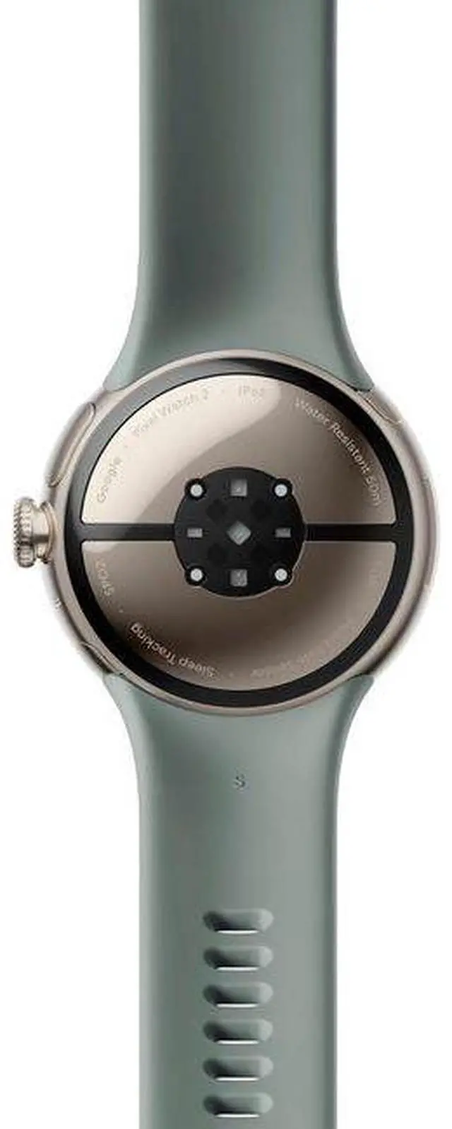 Alt view image 5 of 5 - Google  Pixel Watch 2 - 32GB - Champagne Gold-Aluminum-Active Band-Hazel - Bluetooth + LTE - 1.2 inch - Champagne Gold - Aluminum - Hazel - Active Band - Fluoroelastomer - Premium