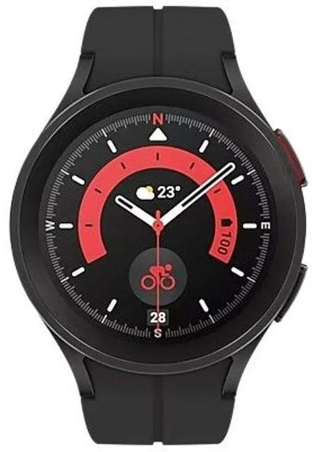 Main image of Samsung  Galaxy Watch5 Pro - 16GB - Bluetooth + LTE - 45mm - Black Titanium - Titanium - Black Titanium - Silicone - Acceptable (Grade C)