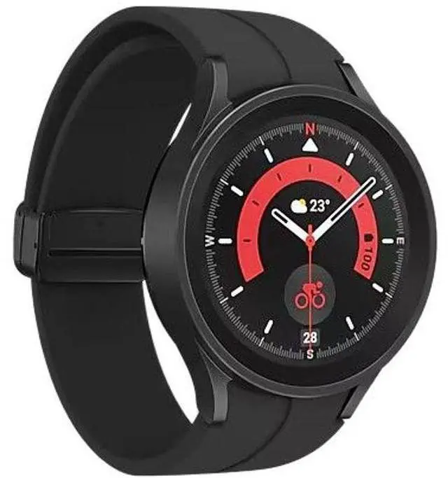 Alt view image 2 of 5 - Samsung  Galaxy Watch5 Pro - 16GB - Bluetooth + LTE - 45mm - Black Titanium - Titanium - Black Titanium - Silicone - Acceptable (Grade C)