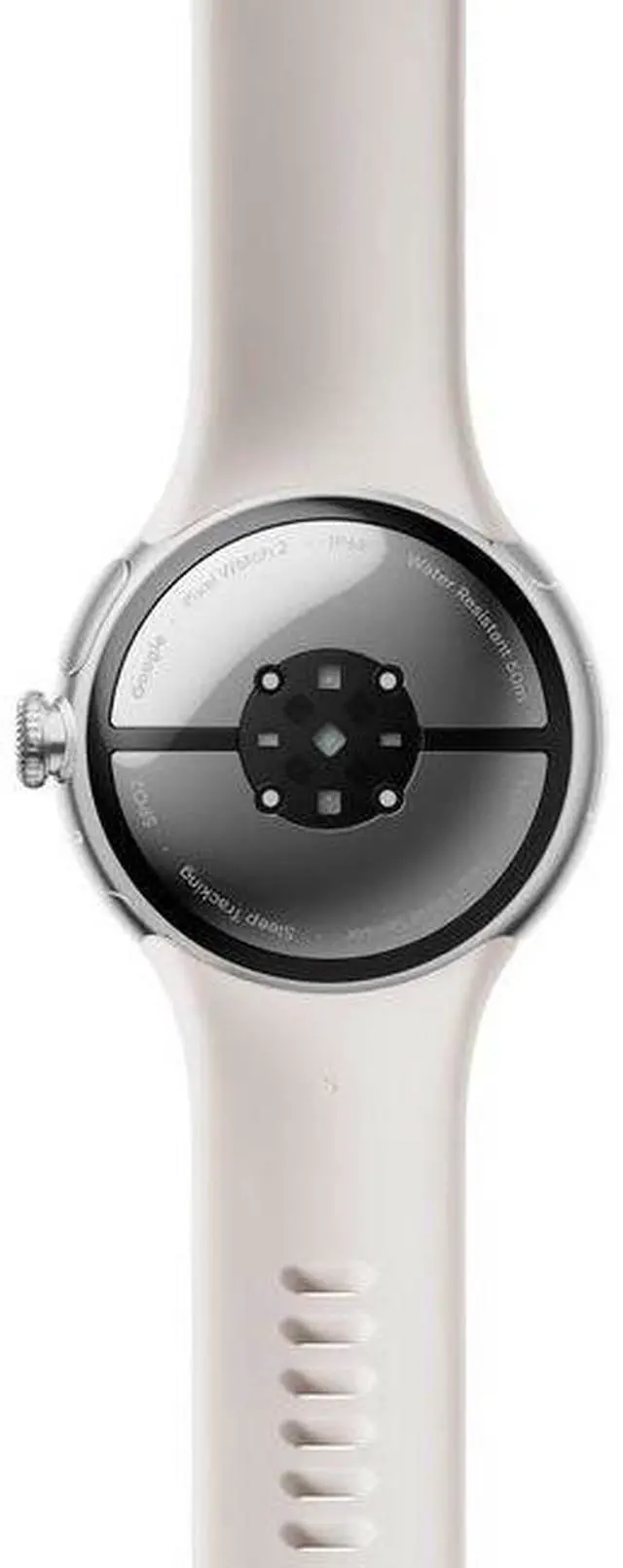 Alt view image 5 of 5 - Google  Pixel Watch 2 - 32GB - Bluetooth + LTE - 1.2 inch - Polished Silver - Aluminum - Porcelain - Active Band - Fluoroelastomer - Good (Grade B)