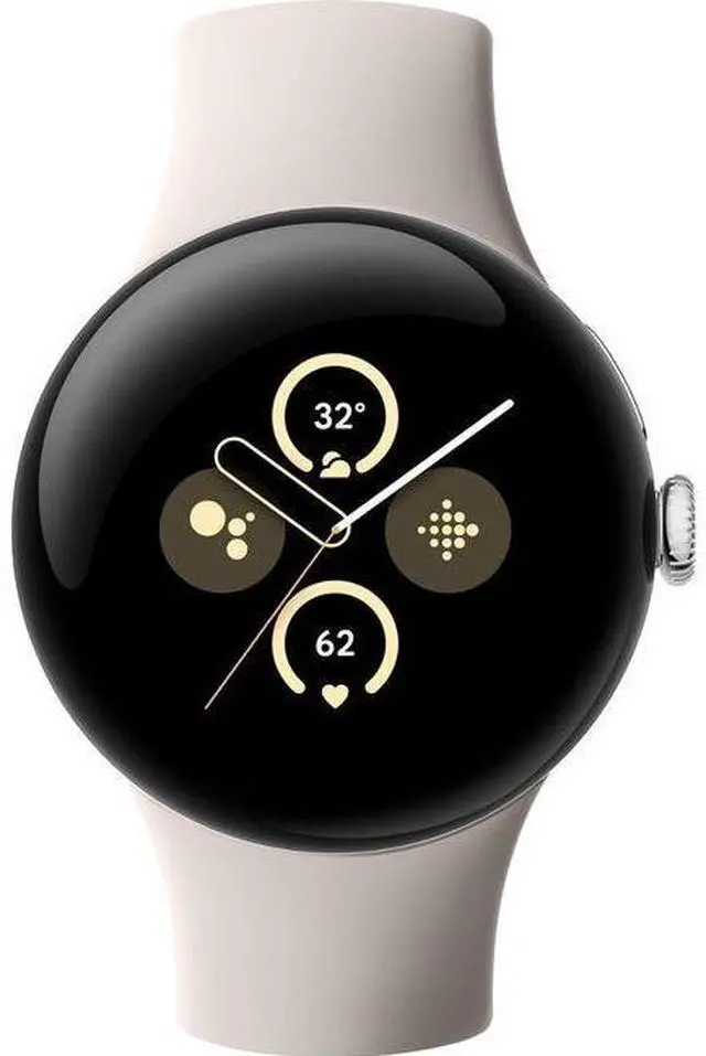 Main image of Google  Pixel Watch 2 - 32GB - Bluetooth + LTE - 1.2 inch - Polished Silver - Aluminum - Porcelain - Active Band - Fluoroelastomer - Good (Grade B)