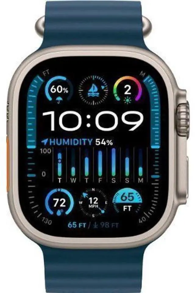 Main image of Apple  Watch Ultra 2 - 64GB - Cellular + GPS - 49mm - Titanium - Titanium - Blue - Ocean Band - Large Size - Rubber - Acceptable (Grade C)
