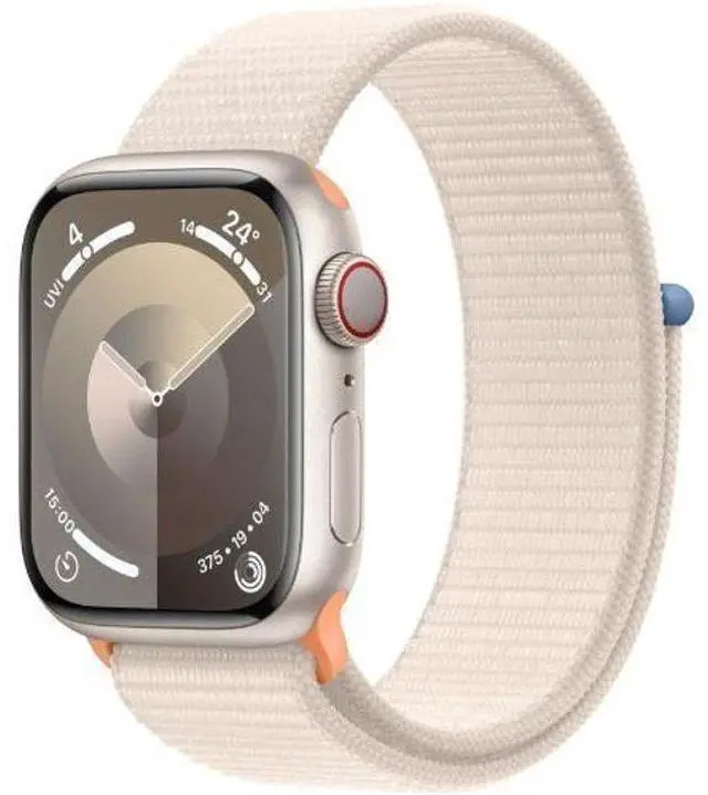 Alt view image 2 of 3 - Apple  Watch Series 9 - 64GB - Cellular + GPS - 41mm - Starlight - Aluminum - Starlight - Sport Loop - One Size - Textile - Acceptable (Grade C)