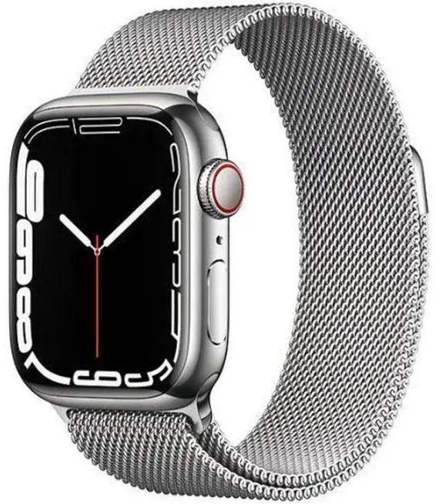 Main image of Apple  Watch Series 7 - 32GB - Cellular + GPS - 45mm - Silver - Stainless Steel - Silver - Milanese Loop Band - Stainless Steel - Good (Grade B)