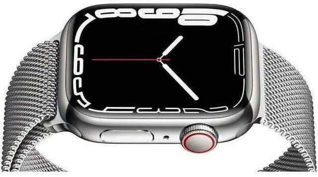 Alt view image 2 of 2 - Apple  Watch Series 7 - 32GB - Cellular + GPS - 45mm - Silver - Stainless Steel - Silver - Milanese Loop Band - Stainless Steel - Good (Grade B)
