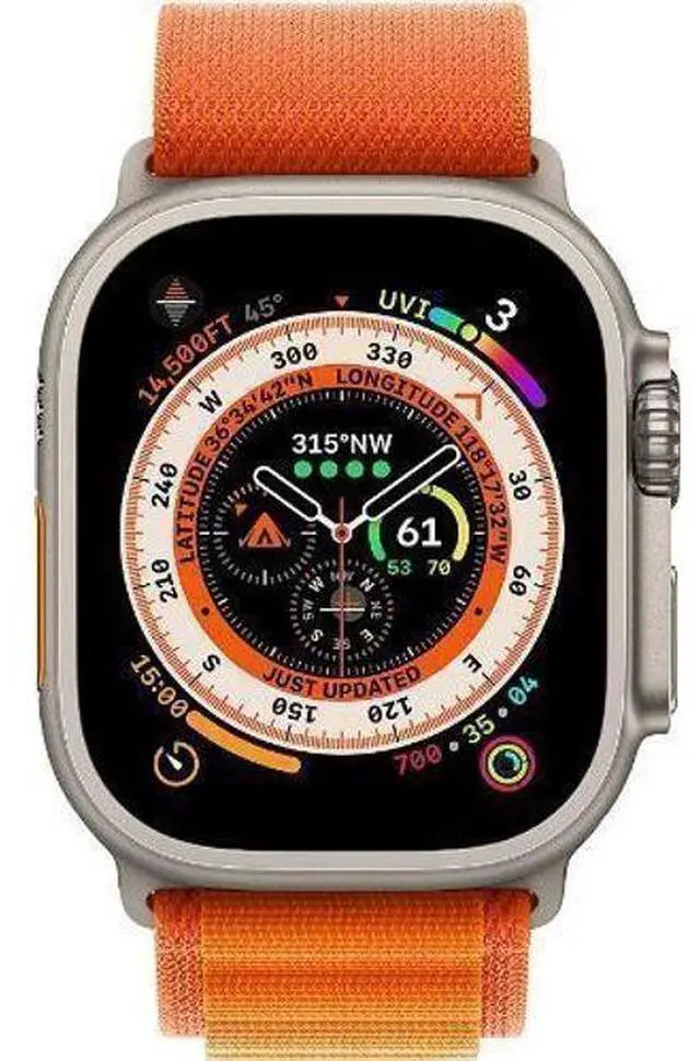 Main image of Apple  Watch Ultra - 32GB - Cellular + GPS - 49mm - Titanium - Titanium - Orange - Alpine Loop Band - One Size - Textile - Acceptable (Grade C)